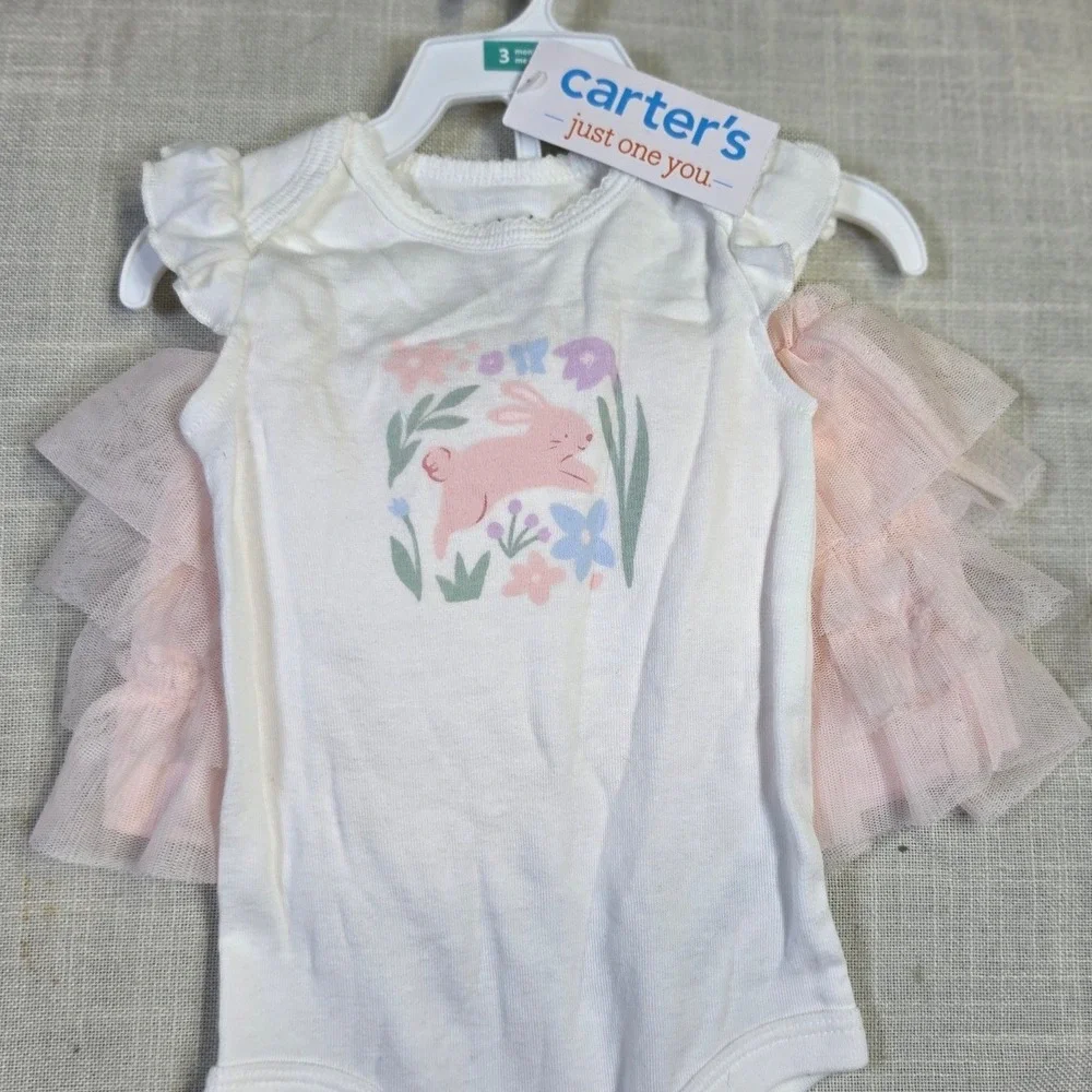 Carters Just One You Baby Girls Bunny Bodysuit and Pink Tulle Tutu Skirt Set 6M